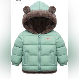 Amazon Brand Toddler Winter Puffer Coat Fleece Lined Bear Ears Size 18-24M‎ NWOT
